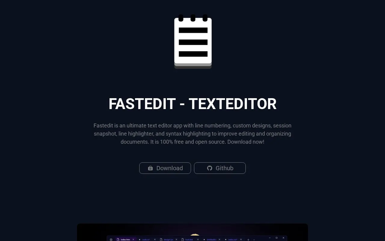 FastNotes homepage screenshot