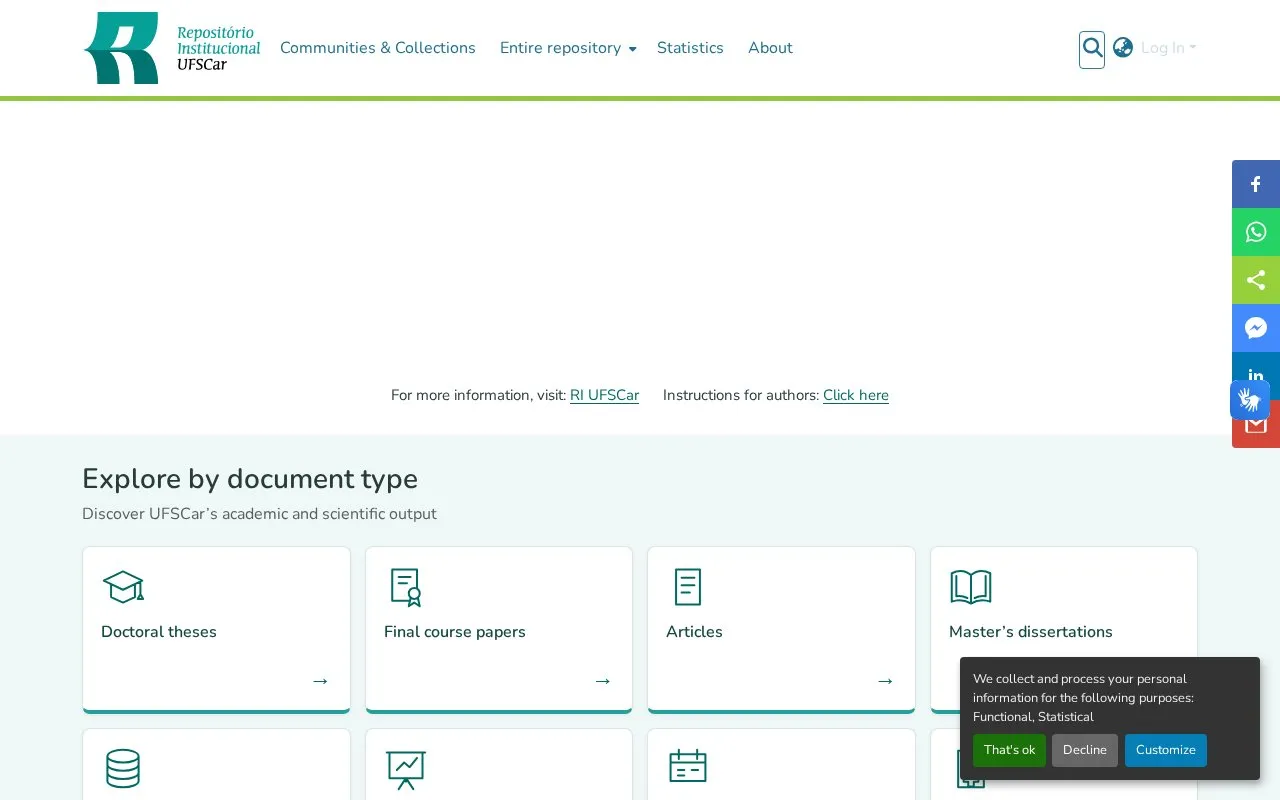 Repositório Institucional da UFSCar homepage screenshot