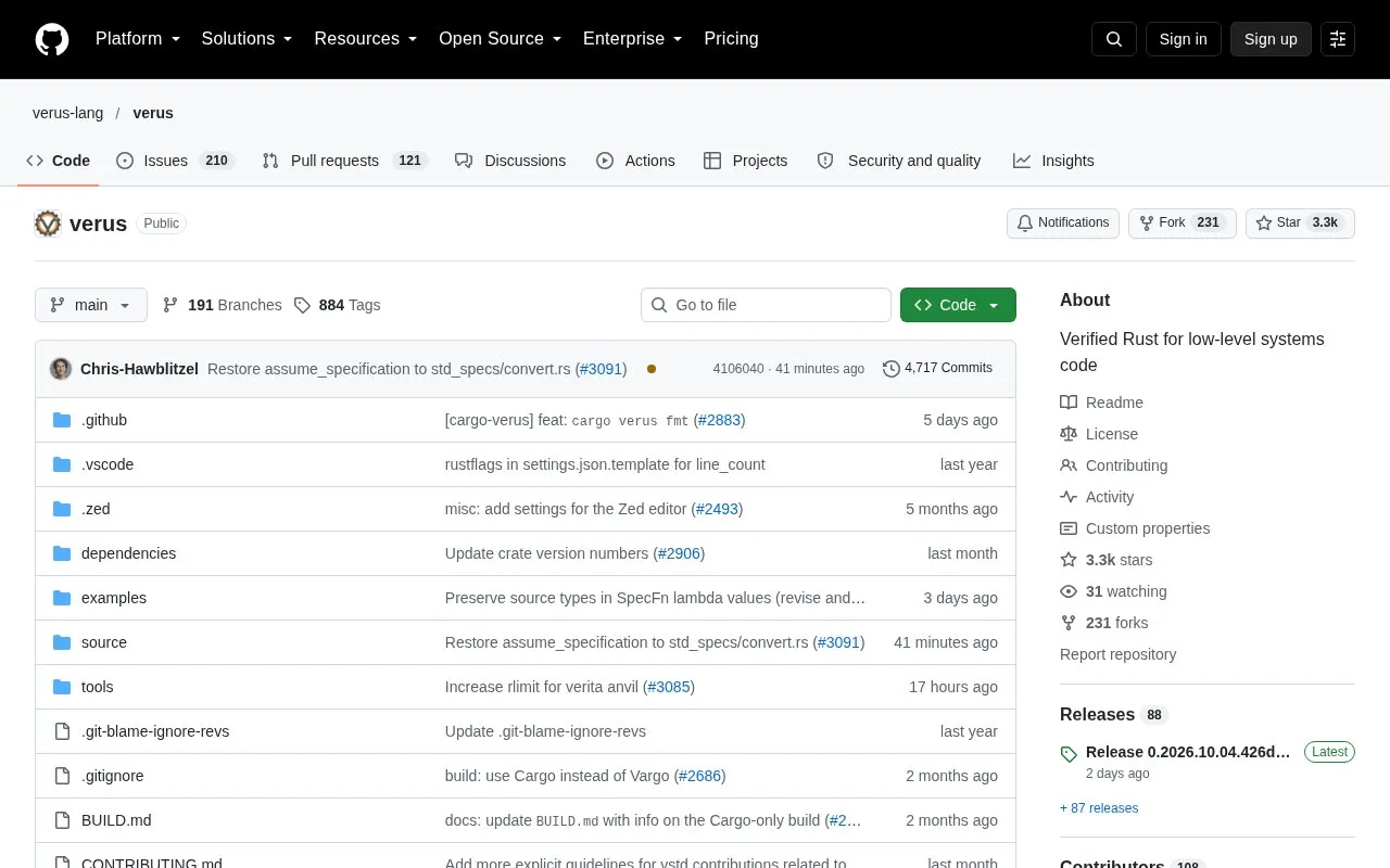 Verus homepage screenshot