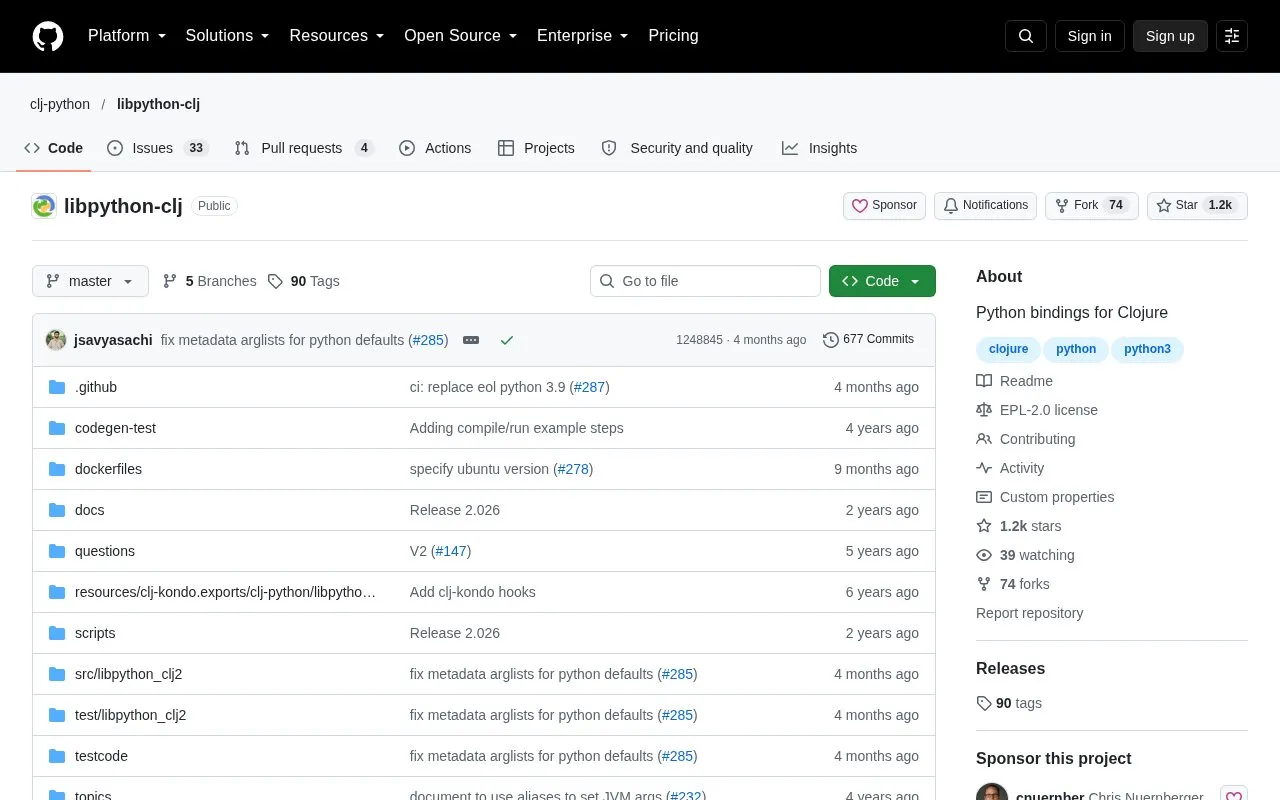 Libpython-clj homepage screenshot