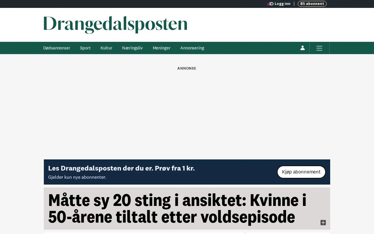 Drangedalsposten homepage screenshot