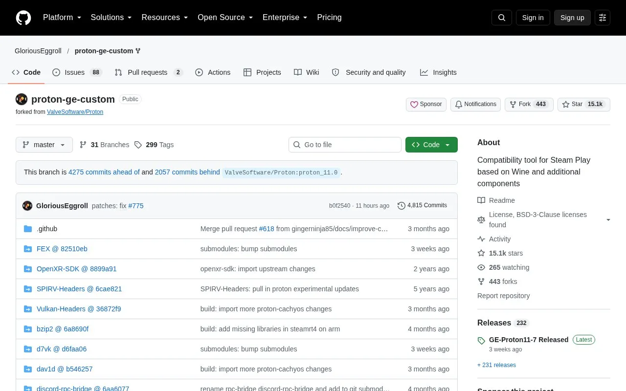 GE-Proton homepage screenshot