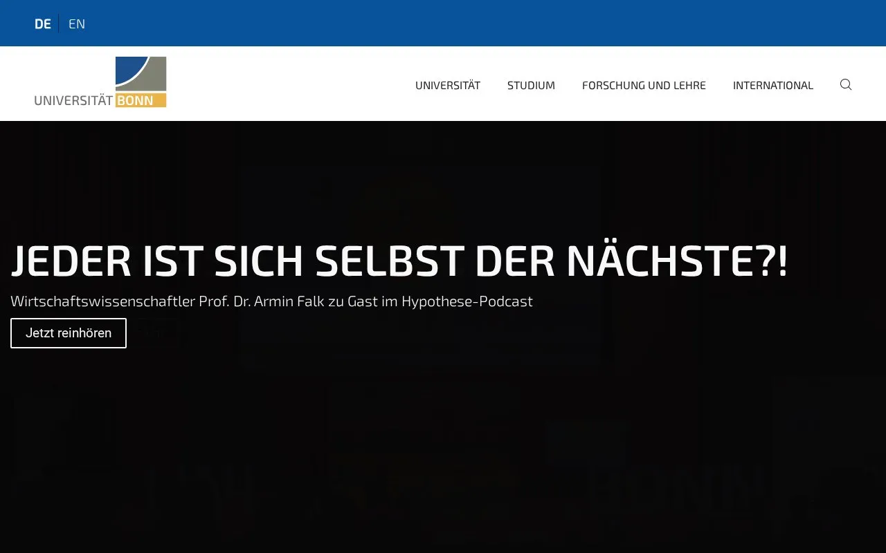 Rheinische Friedrich-Wilhelms-Universitat Bonn homepage screenshot