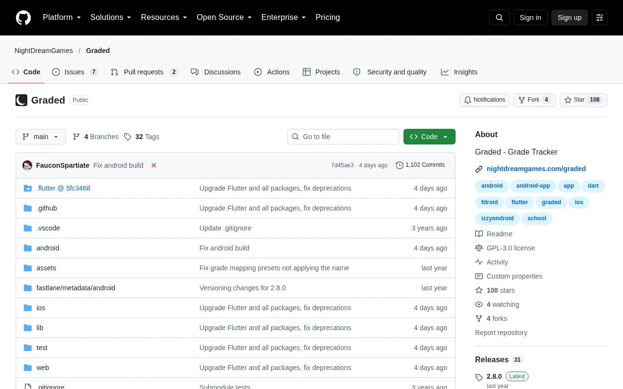 Graded homepage screenshot