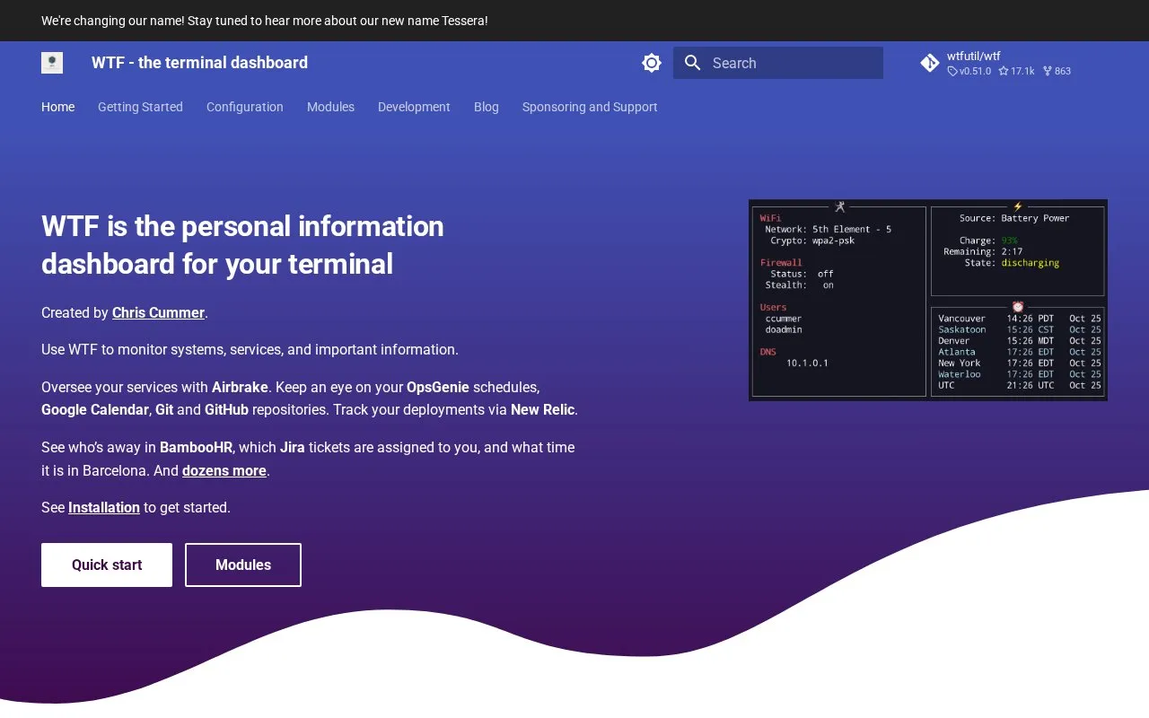 WTF homepage screenshot