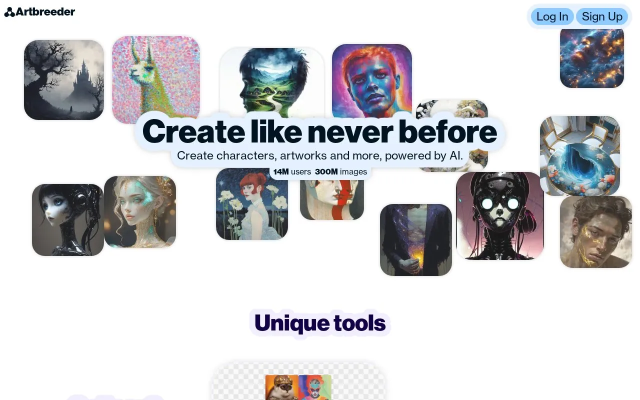 Artbreeder homepage screenshot