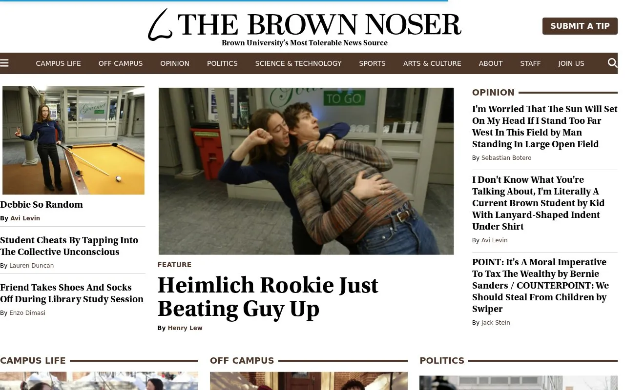 The Brown Noser homepage screenshot