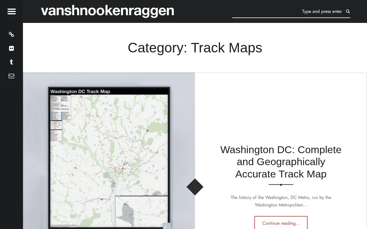 Vanshnookenraggen Track Maps homepage screenshot