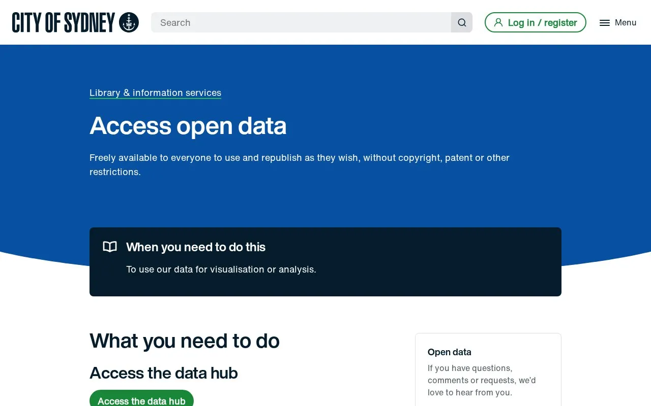City of Sydney homepage screenshot