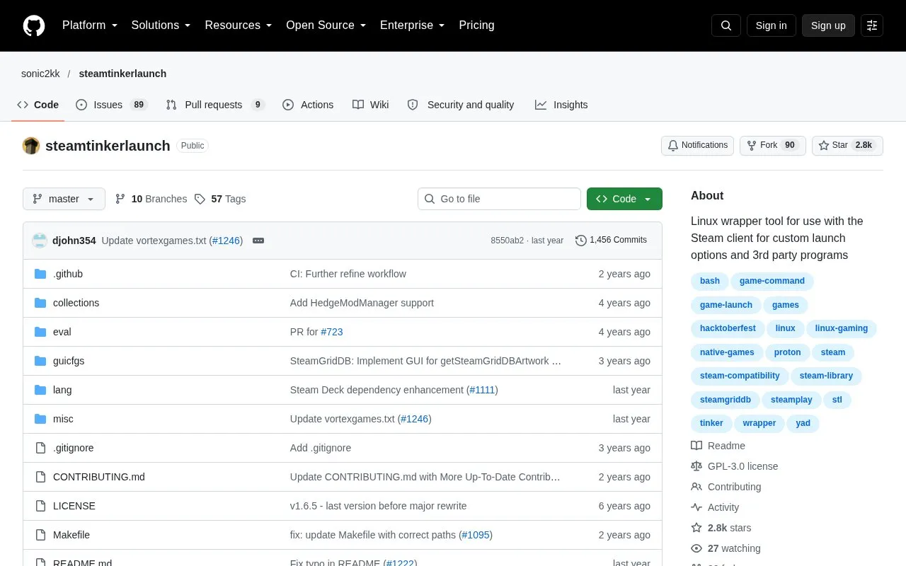 steamtinkerlaunch homepage screenshot