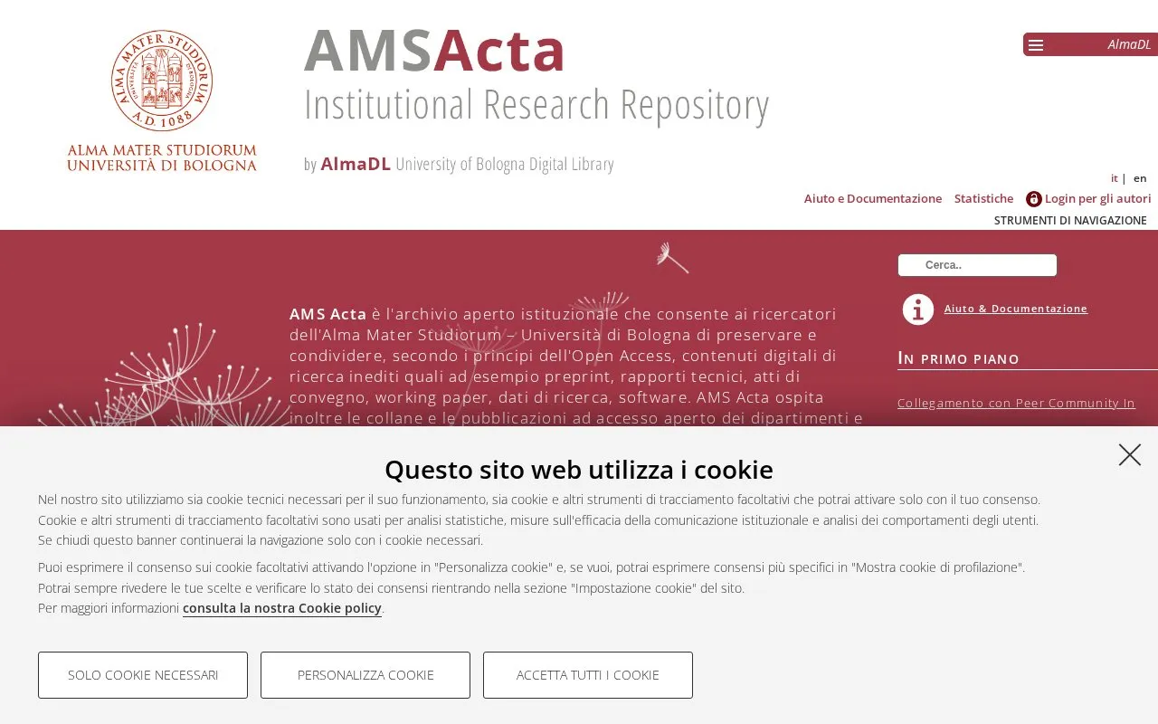 AMS Acta homepage screenshot