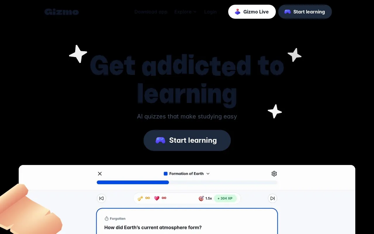Gizmo homepage screenshot