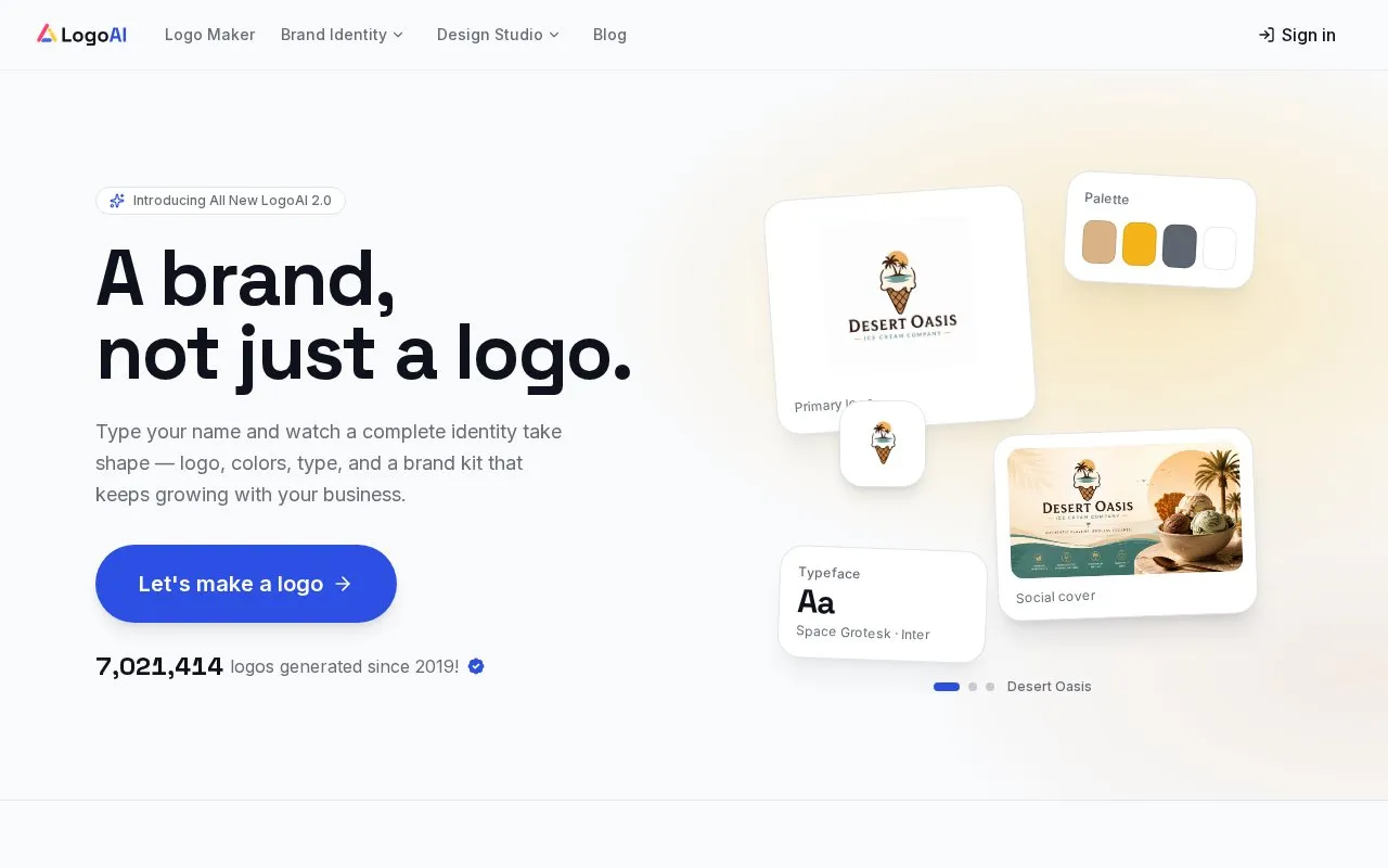 LogoAI homepage screenshot