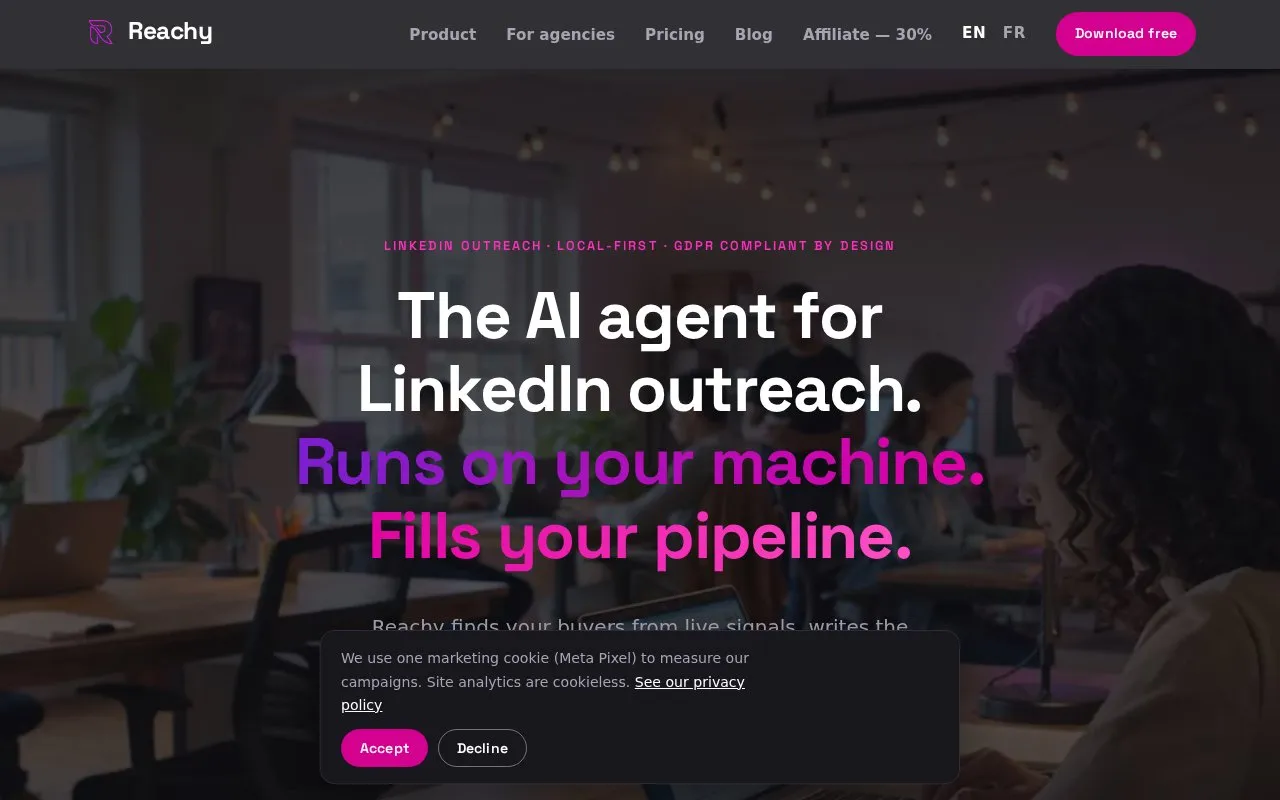 Reachy homepage screenshot