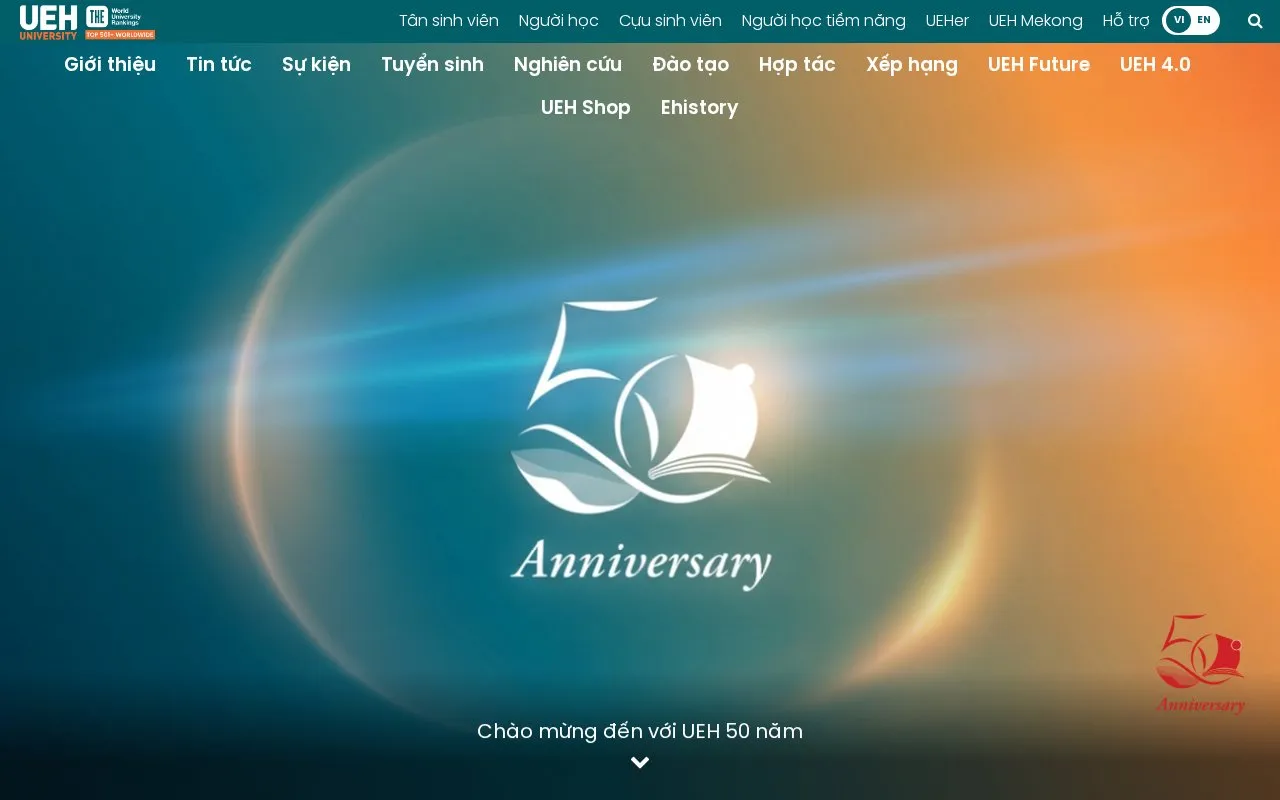 University of Economics Ho Chi Minh City homepage screenshot
