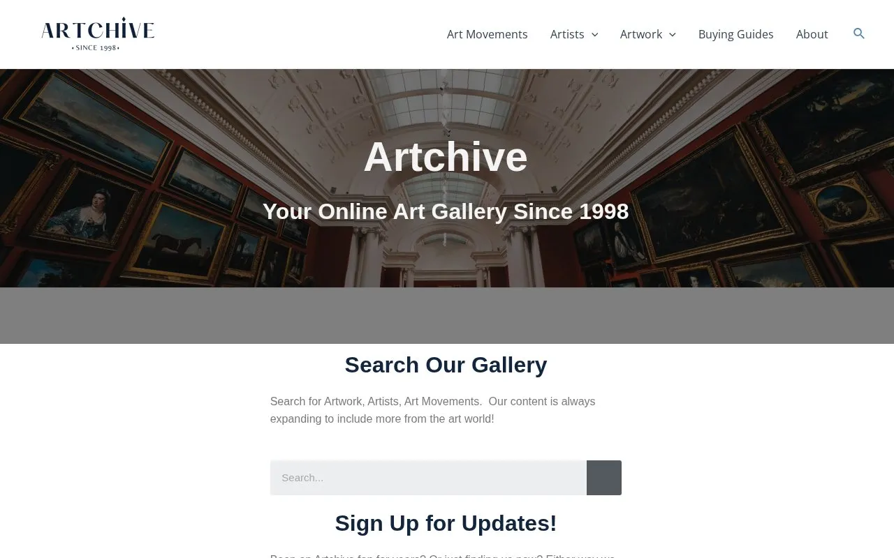 Artchive homepage screenshot