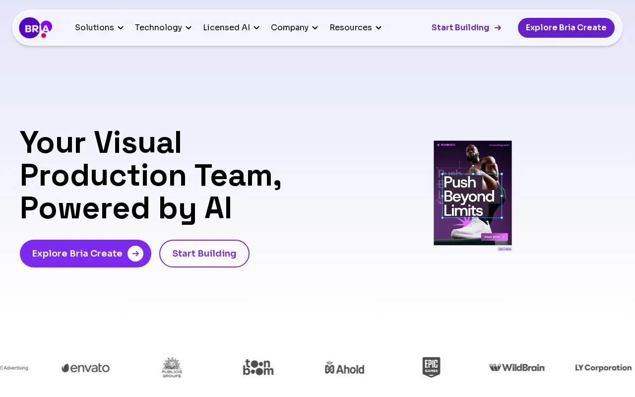 Bria homepage screenshot