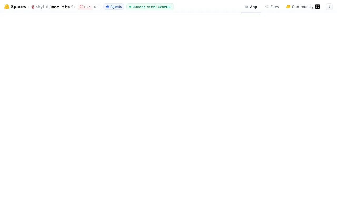 Moe TTS homepage screenshot