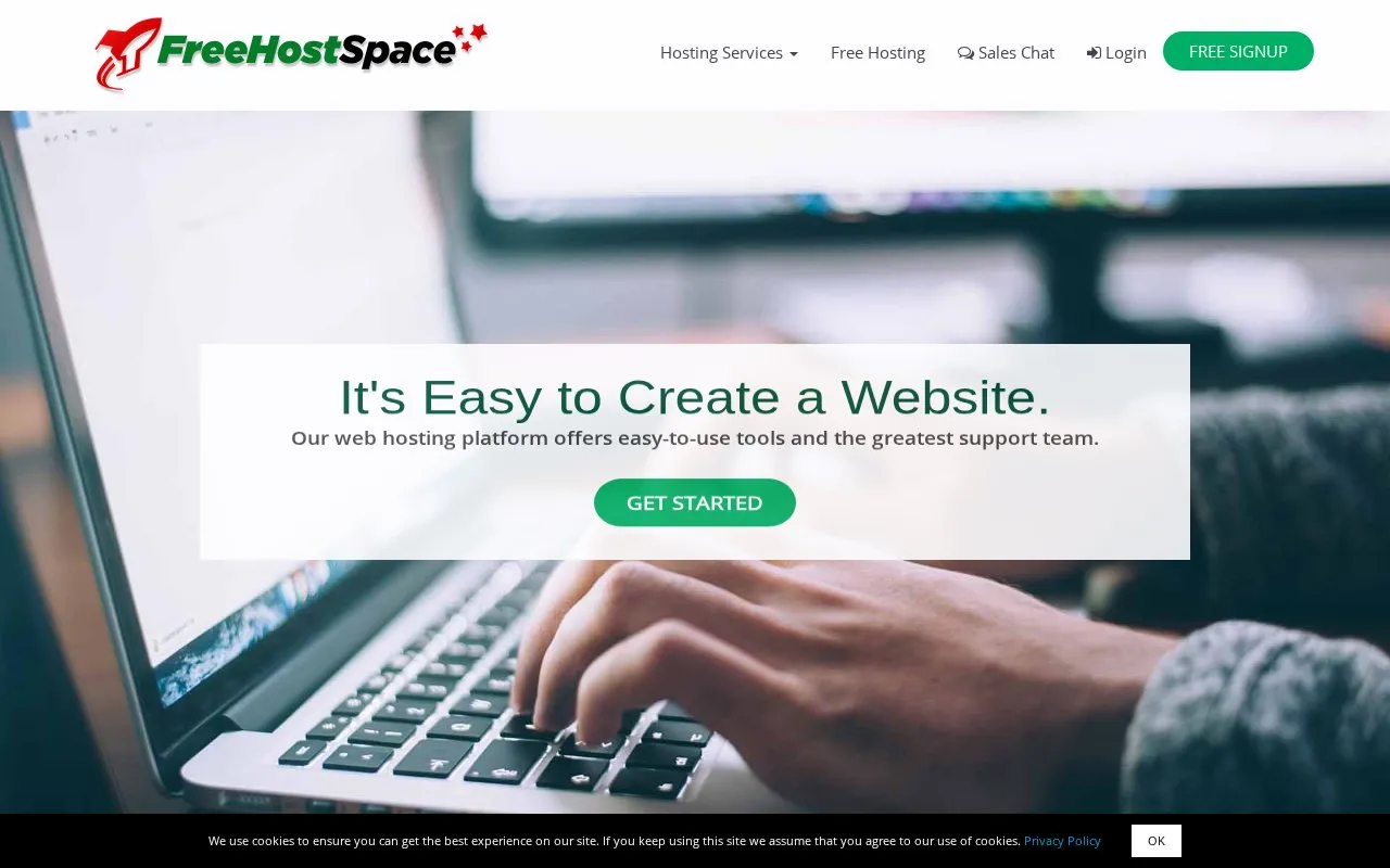 Freehostspace.com homepage screenshot