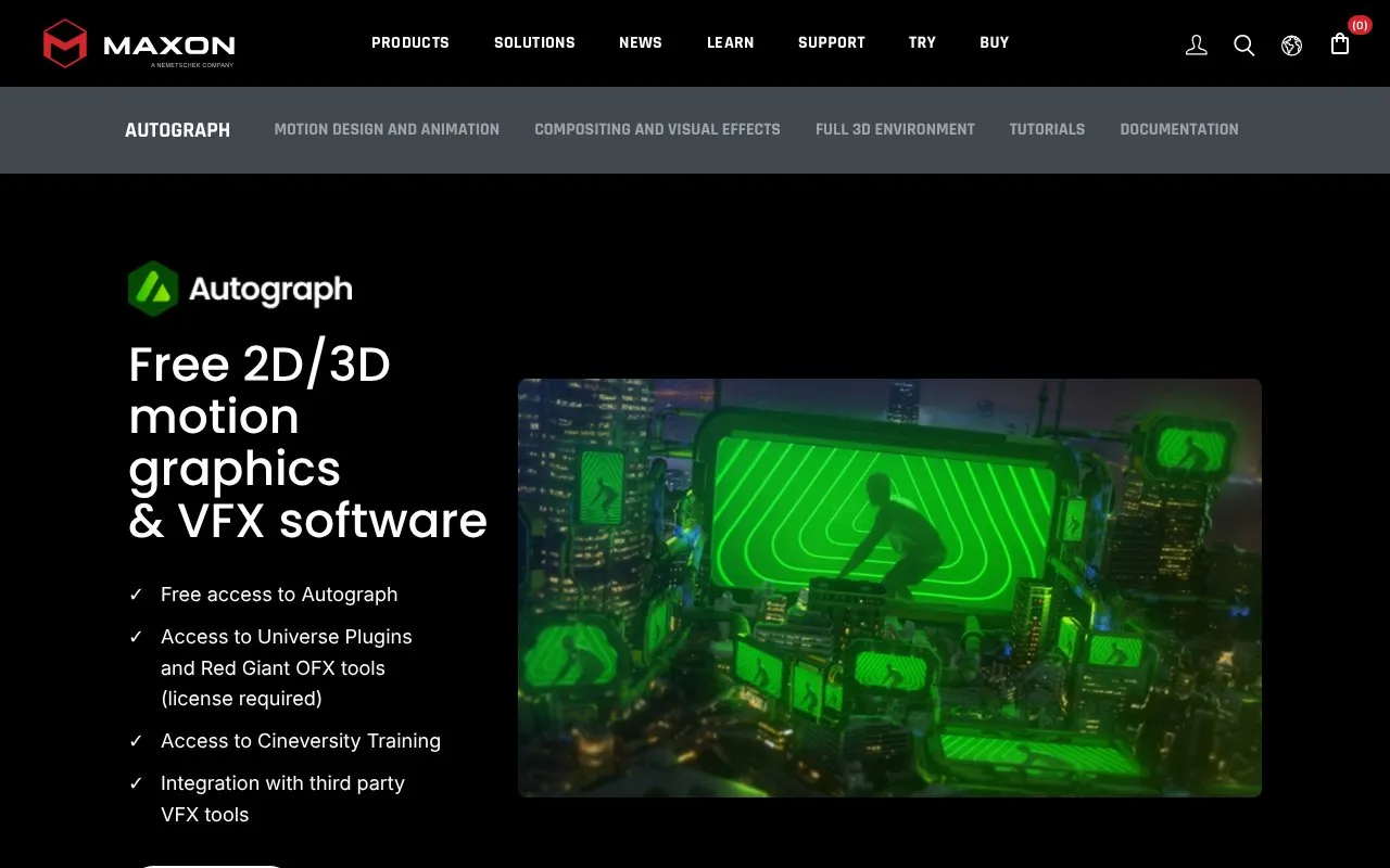 Autograph homepage screenshot