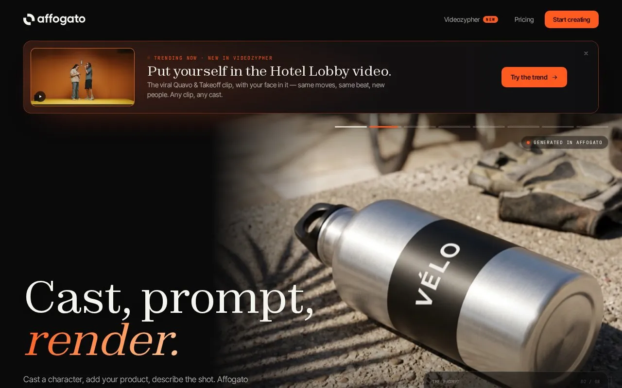 Affogato homepage screenshot