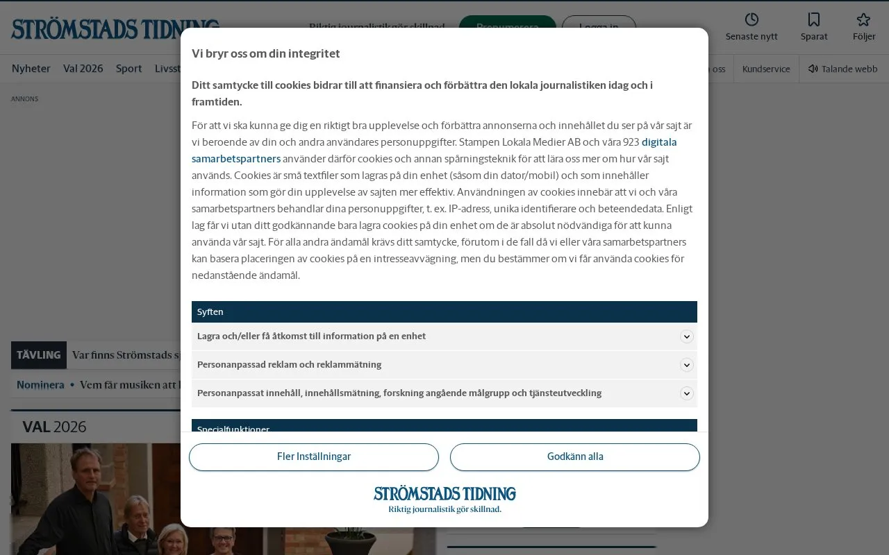 Strömstads Tidning homepage screenshot