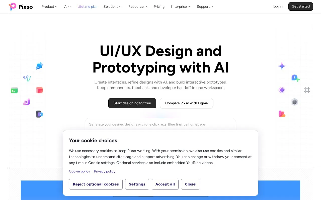 Pixso homepage screenshot