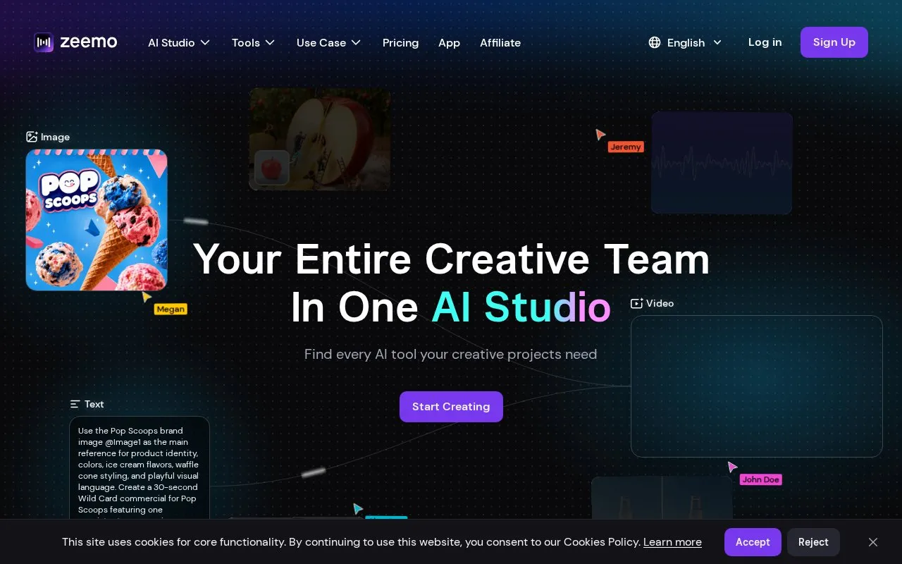 Zeemo homepage screenshot