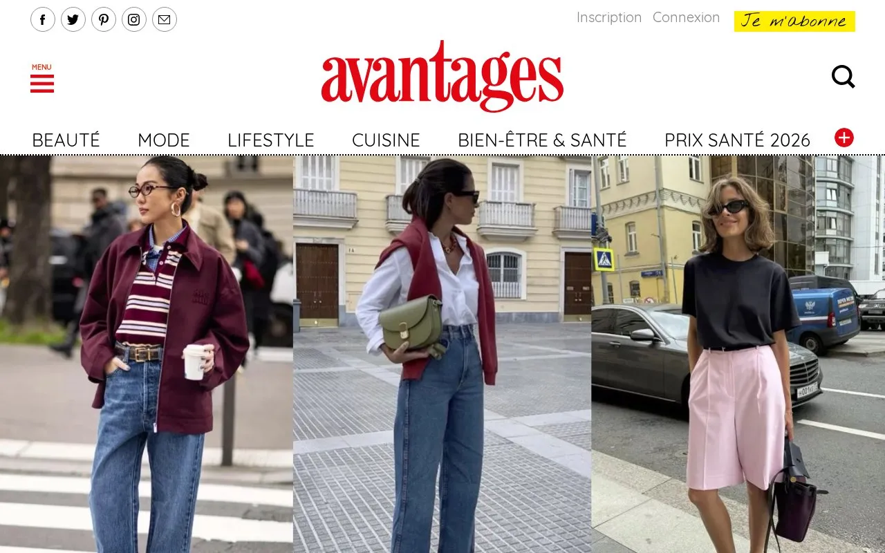 Avantages homepage screenshot