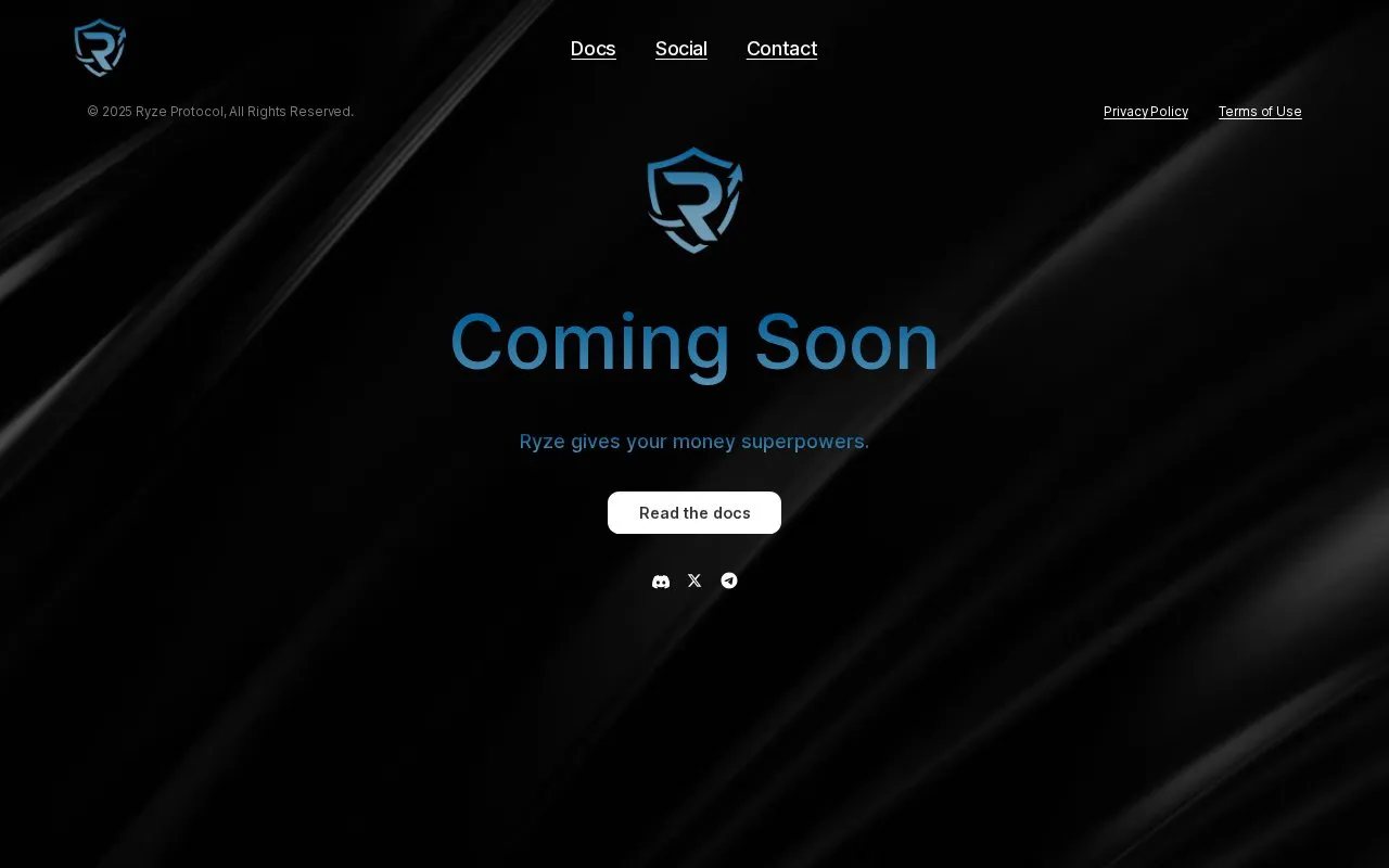 Ryze Protocol homepage screenshot