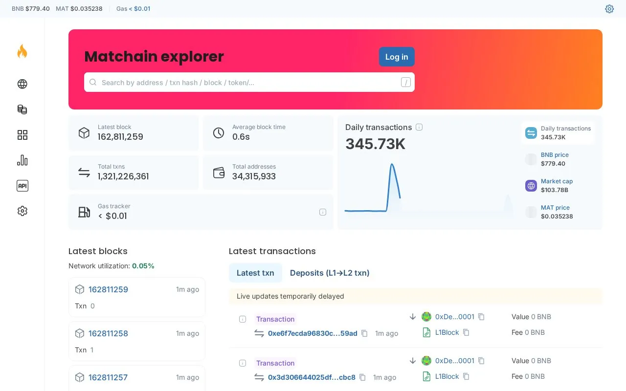 Matchain — Matchscan homepage screenshot