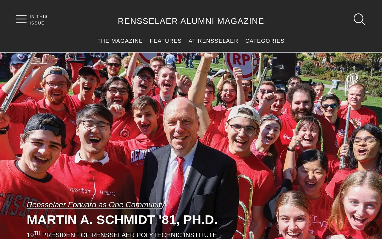 Rensselaer Alumni Magazine homepage screenshot