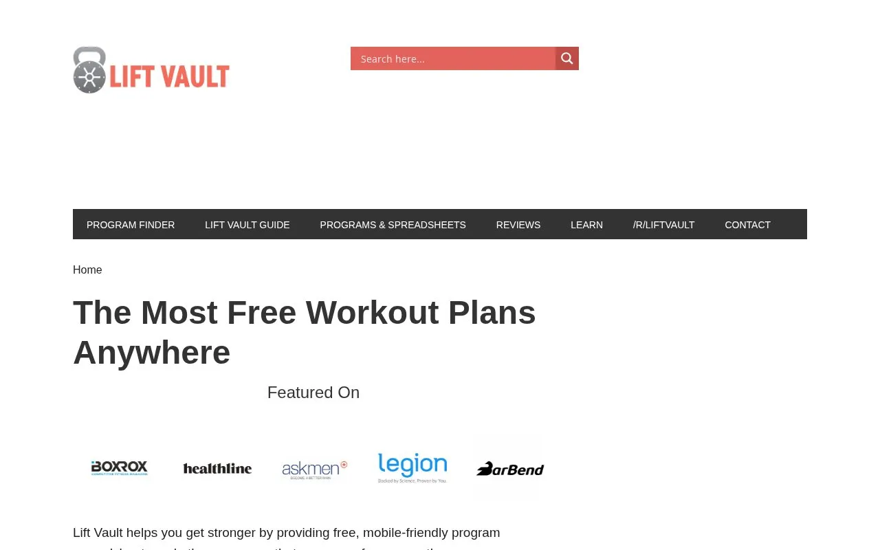 Liftvault homepage screenshot