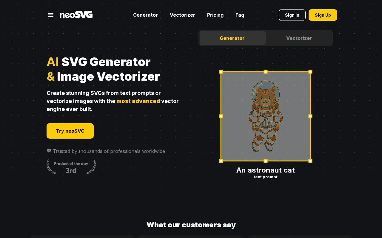 neoSVG homepage screenshot