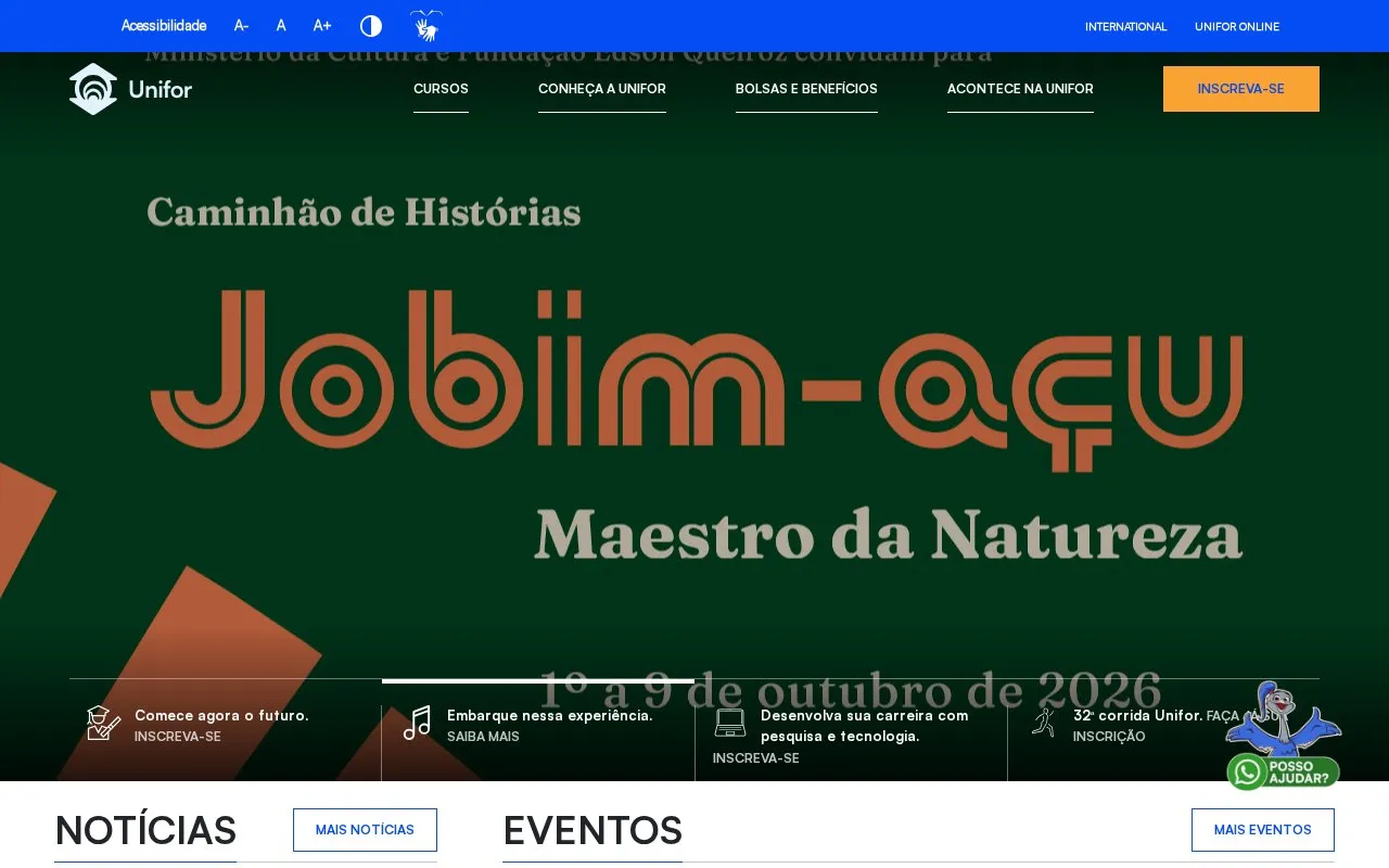 Universidade de Fortaleza homepage screenshot