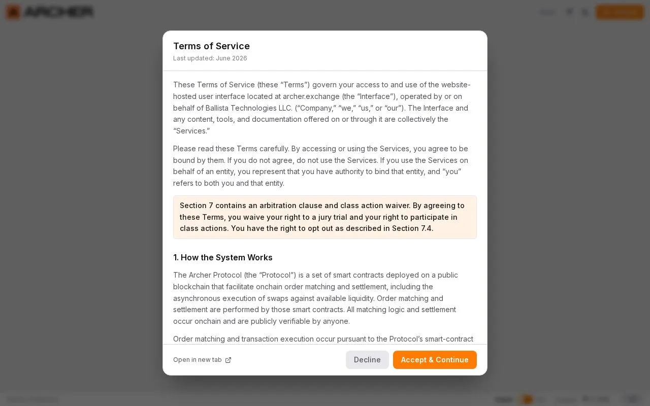 Archer Exchange homepage screenshot