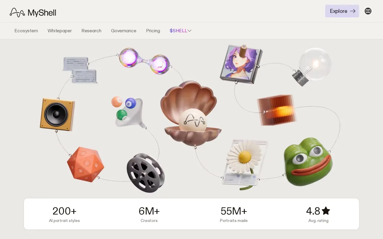 MyShell homepage screenshot