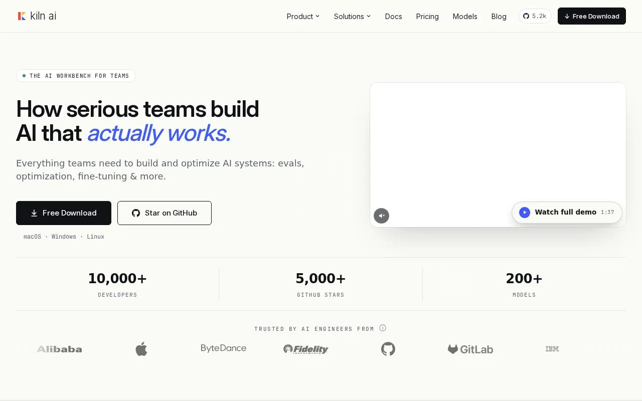 Kiln homepage screenshot