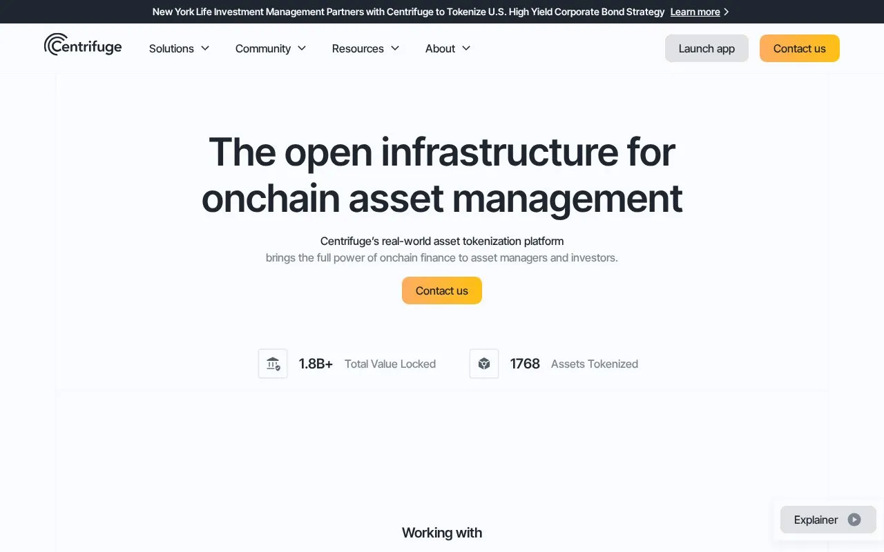 Centrifuge Protocol homepage screenshot