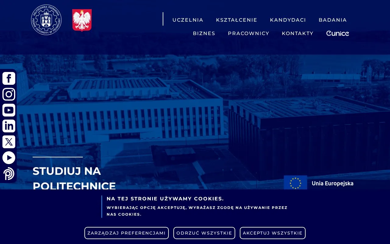 Poznan University of Technology homepage screenshot