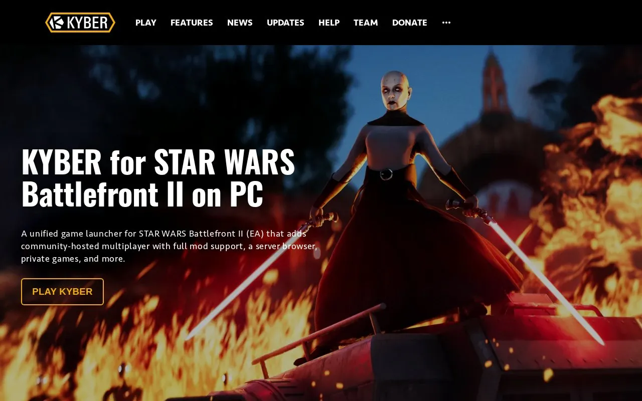 KYBER homepage screenshot