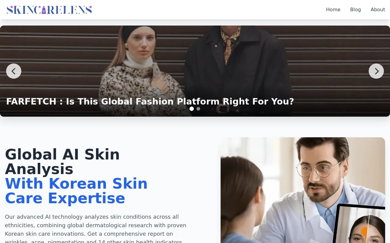 SkinCareLens homepage screenshot