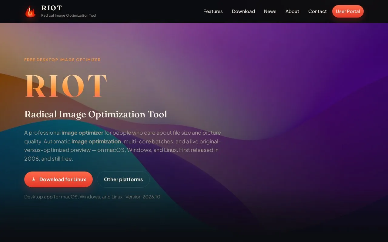 RIOT homepage screenshot