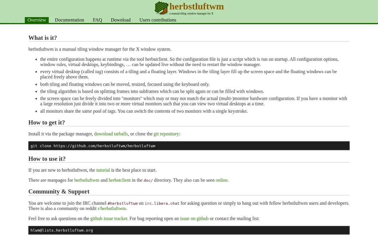 herbstluftwm homepage screenshot