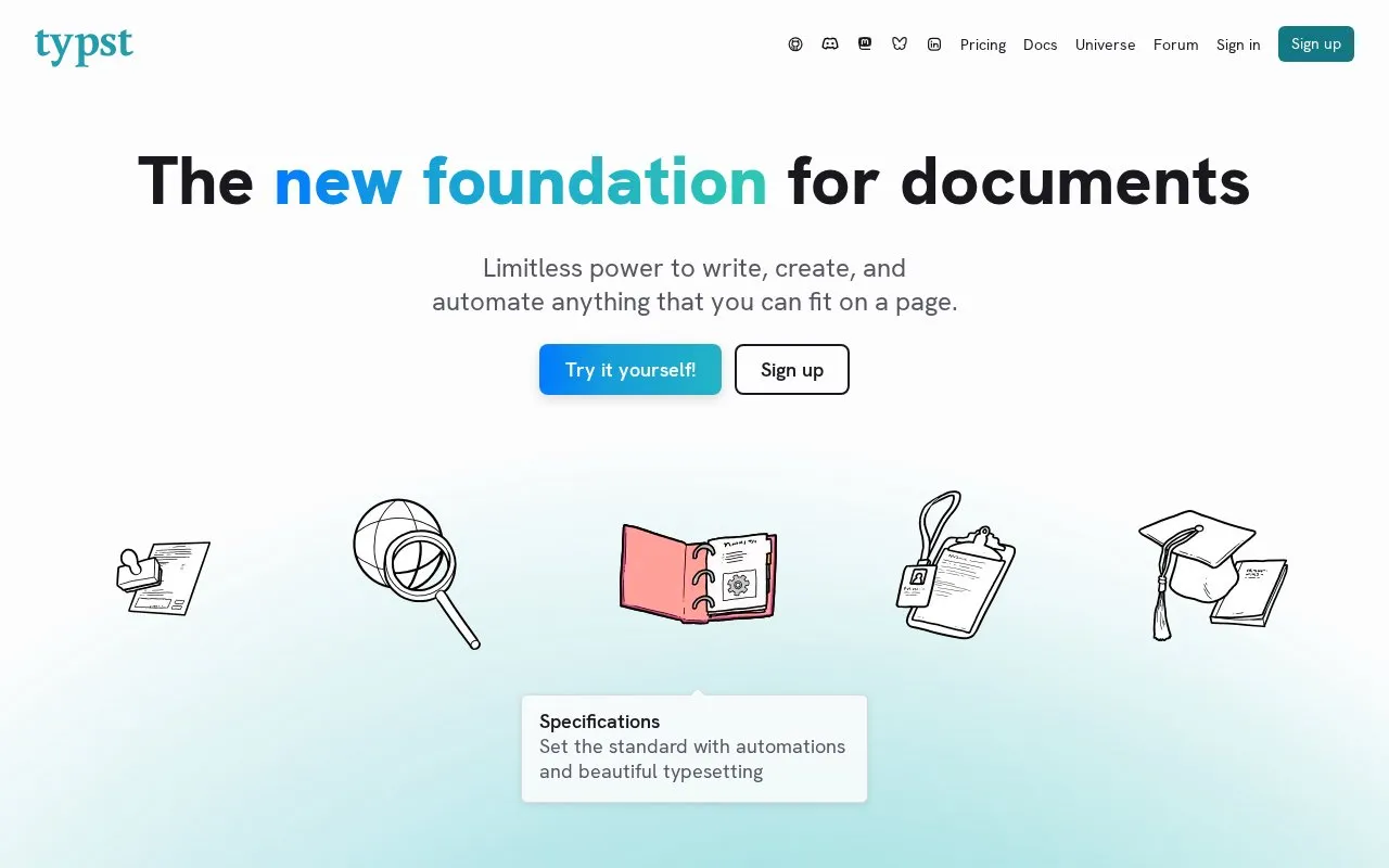 Typst homepage screenshot