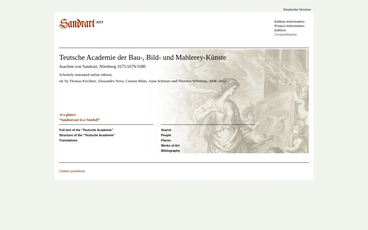 Sandrart.net homepage screenshot