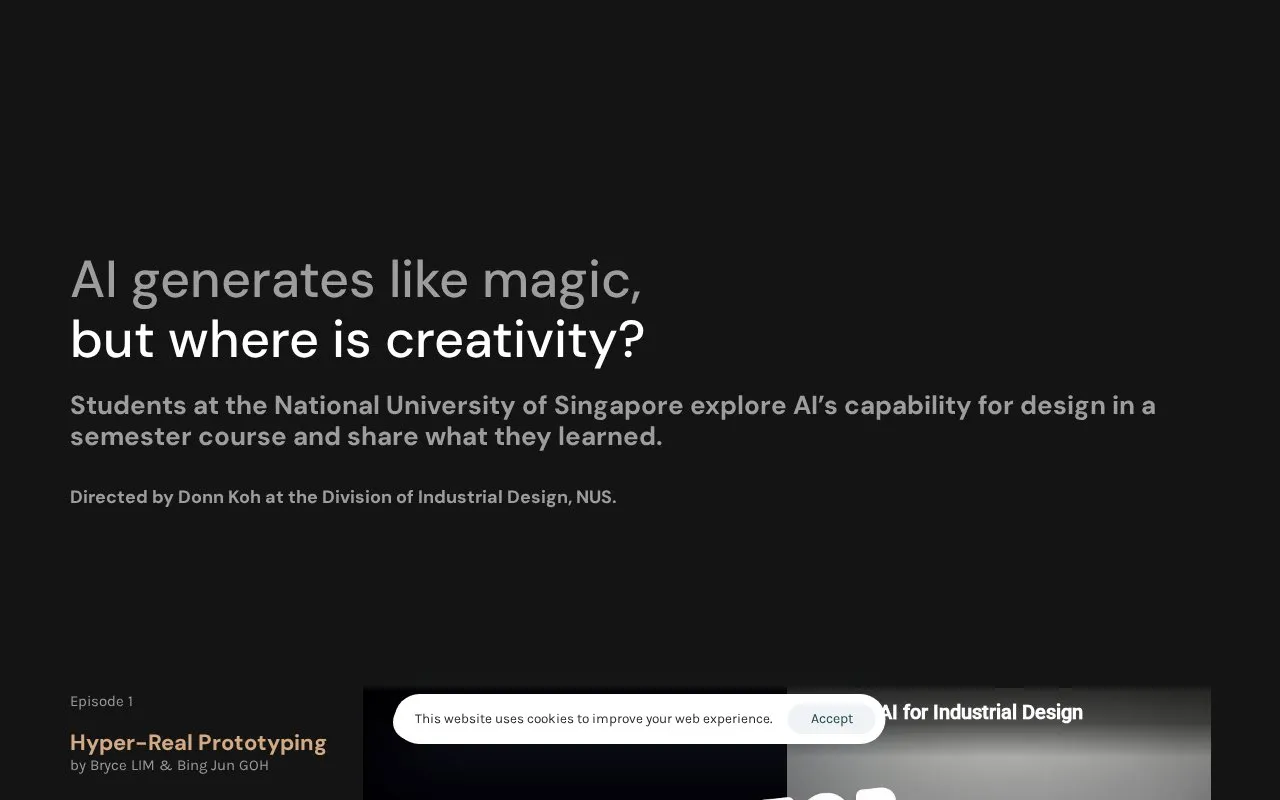 AI for Industrial Design homepage screenshot