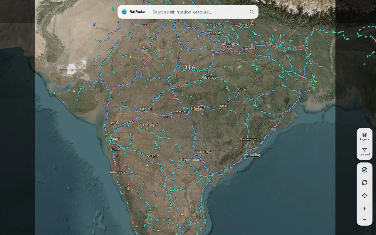 RailRadar homepage screenshot