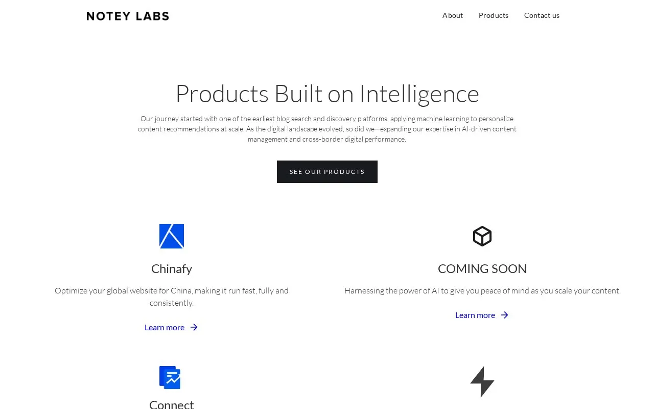 Notey homepage screenshot