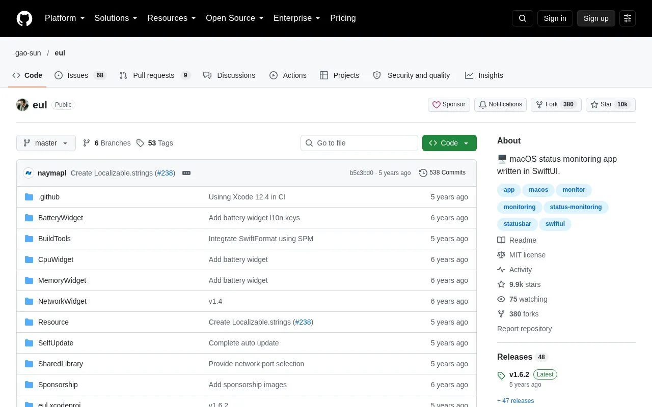 eul homepage screenshot